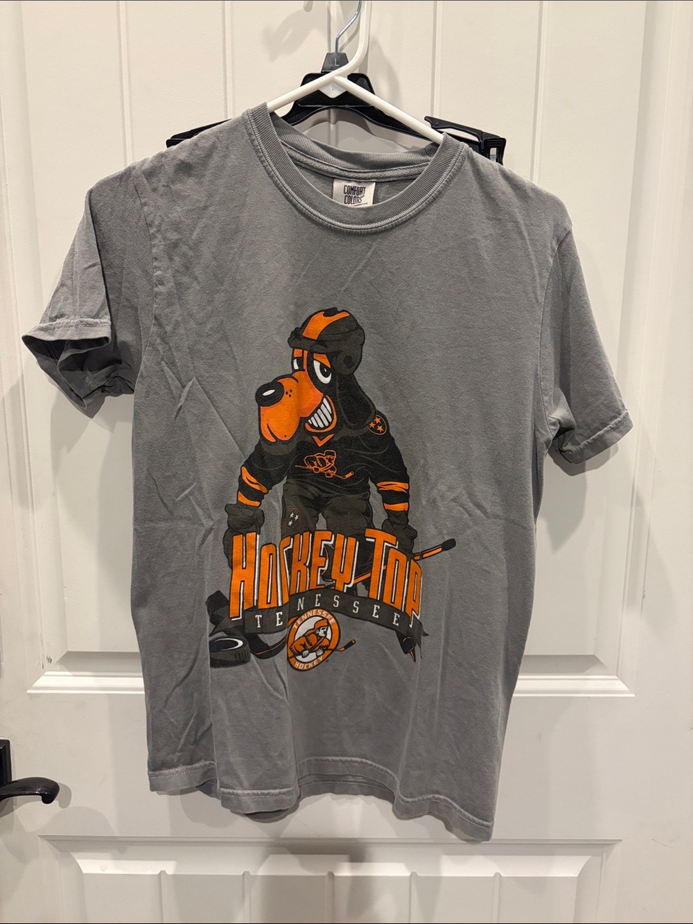 Unbranded Kids' Gray & Orange Hockey Dog Graphic Tee